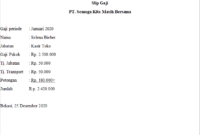 Contoh Slip Gaji Sederhana